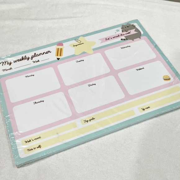 Pusheen Snacks Weekly Schedule Planner Stationary Desk Pad 2020 Kawaii Cat *NEW* - Picture 2 of 5